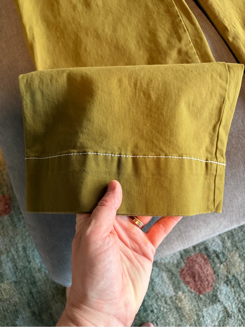 Bagatelle Olive-Mustard High-Rise Wide Leg Pants - Picture 5 of 5